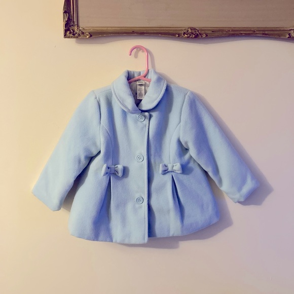 Little Me Powder Blue Pea Coat with Bows Size 24 Months - Picture 1 of 5